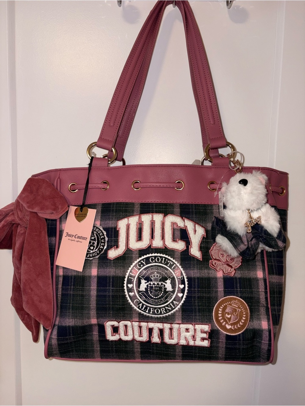 Juicy Couture Pink/Green varsity tote daydreamer